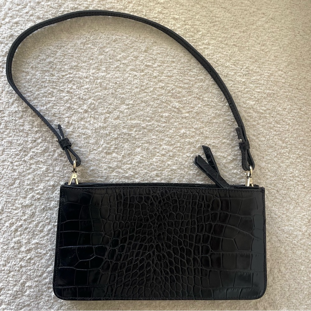 Black Vegan Leather Purse in Crocodile with Gold from & Other Stories $138
